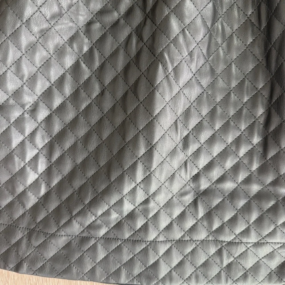 NWT Maeve Anthropologie Black Faux Leather Quilted Mini Skirt